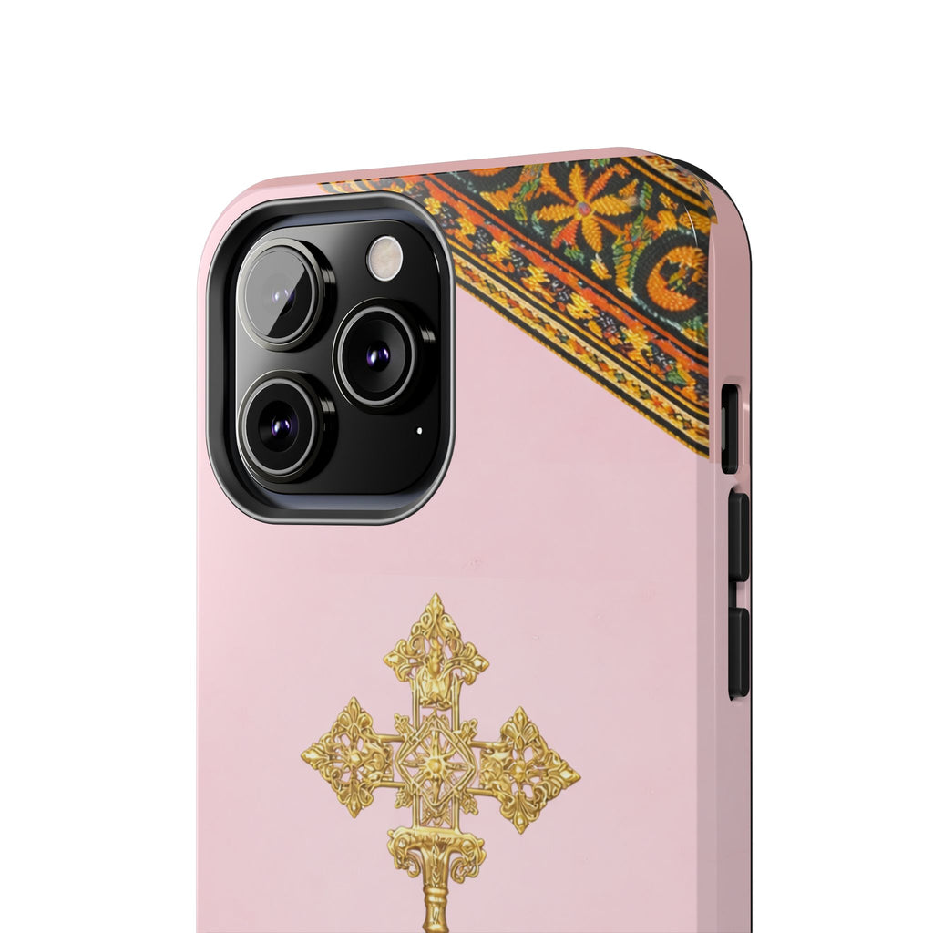 Pink Ethiopian Cross Phone Case 🇪🇹 | Orthodox Christian Tough iPhone Case  | Habesha Design