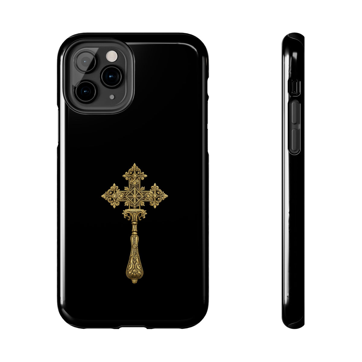 Black & Gold Ethiopian Cross Tough Case – phone case view 3