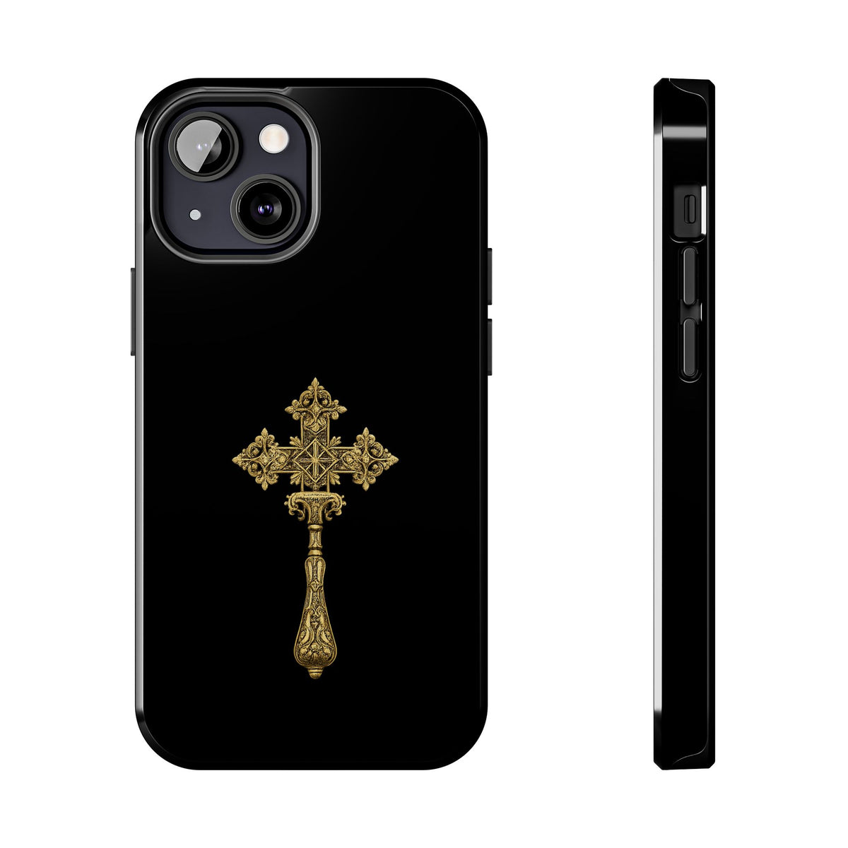 Black & Gold Ethiopian Cross Tough Case – phone case view 10