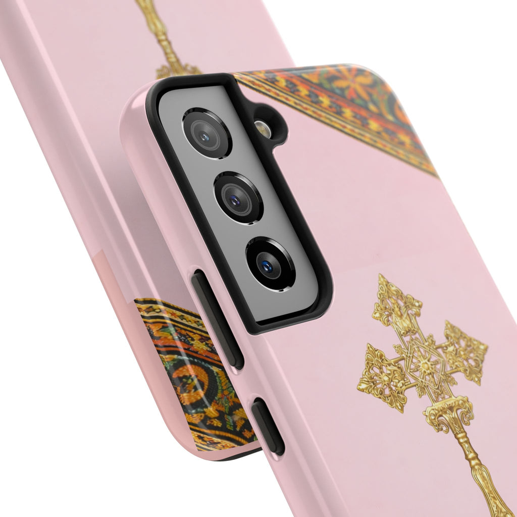 Pink Ethiopian Cross Phone Case 🇪🇹 | Orthodox Christian Tough iPhone Case  | Habesha Design