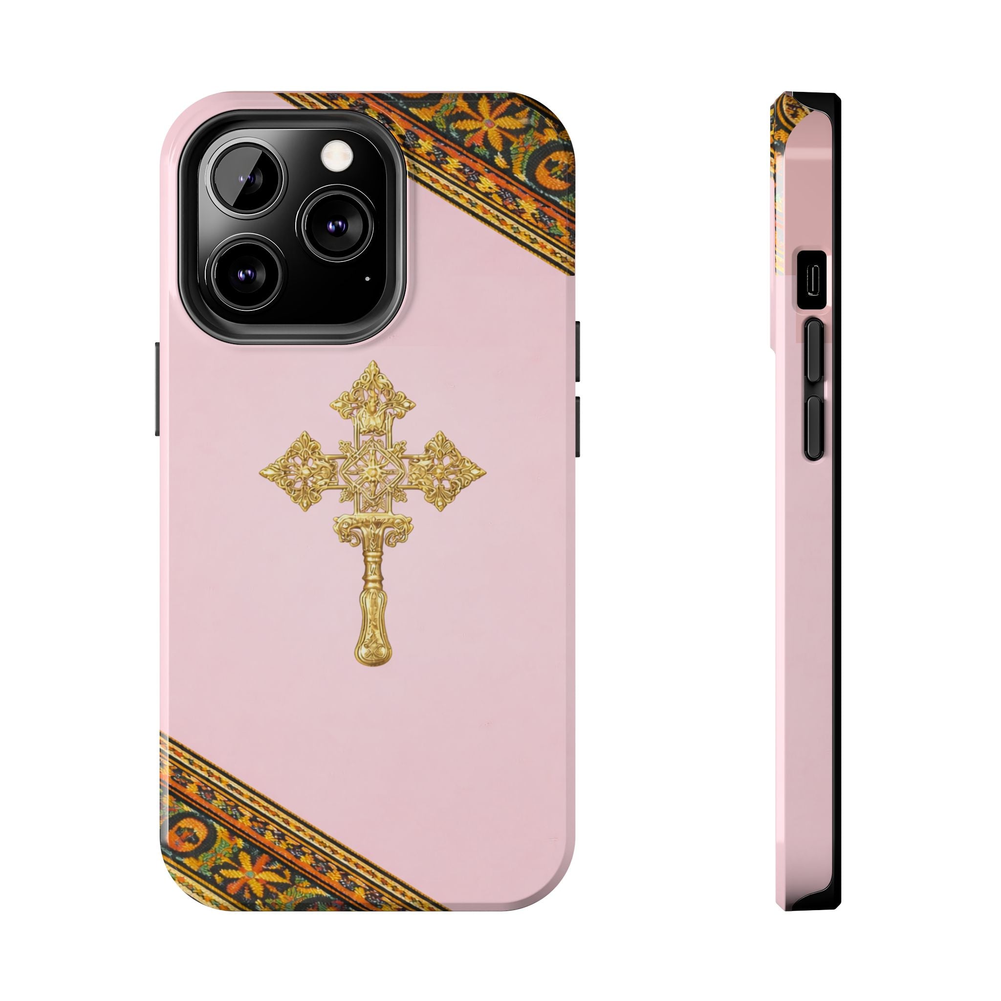 Pink Ethiopian Cross Phone Case 🇪🇹 | Orthodox Christian Tough iPhone Case  | Habesha Design