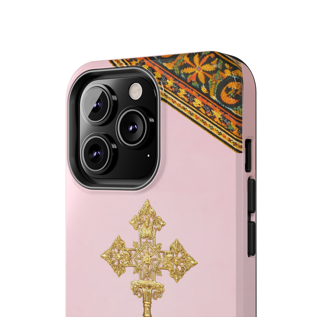 Pink Ethiopian Cross Phone Case 🇪🇹 | Orthodox Christian Tough iPhone Case  | Habesha Design