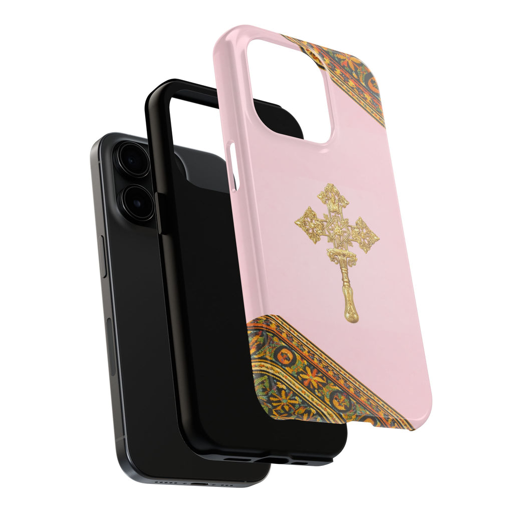 Pink Ethiopian Cross Phone Case 🇪🇹 | Orthodox Christian Tough iPhone Case  | Habesha Design
