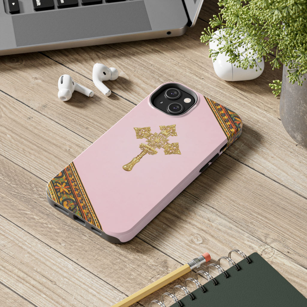 Pink Ethiopian Cross Phone Case 🇪🇹 | Orthodox Christian Tough iPhone Case  | Habesha Design