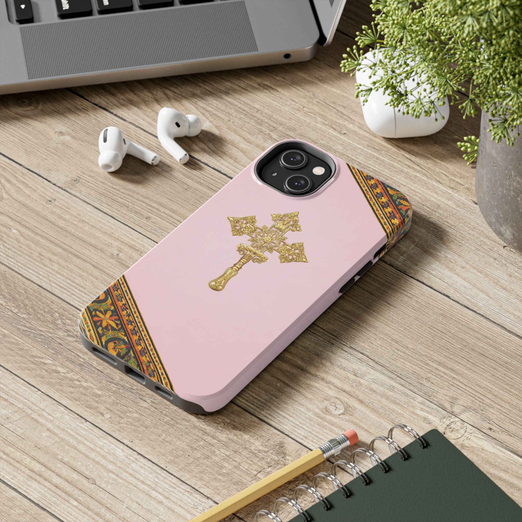 Pink Ethiopian Cross Phone Case 🇪🇹 | Orthodox Christian Tough iPhone Case  | Habesha Design
