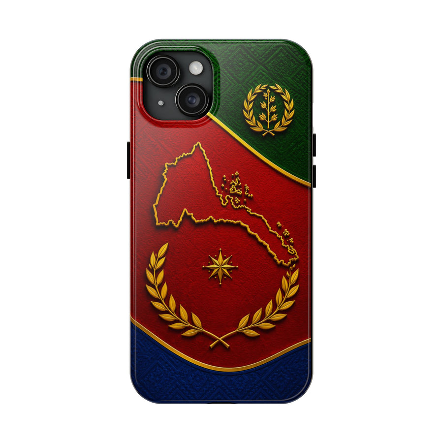 Eritrean heritage phone case with gold map and flag design