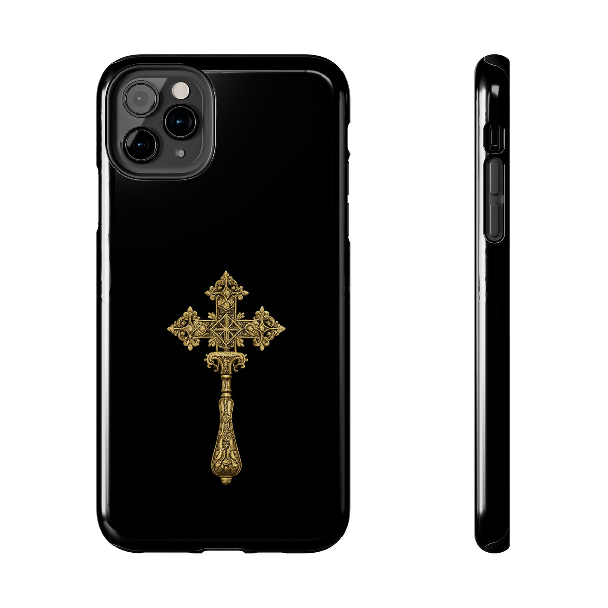Black & Gold Ethiopian Cross Tough Case – phone case view 4