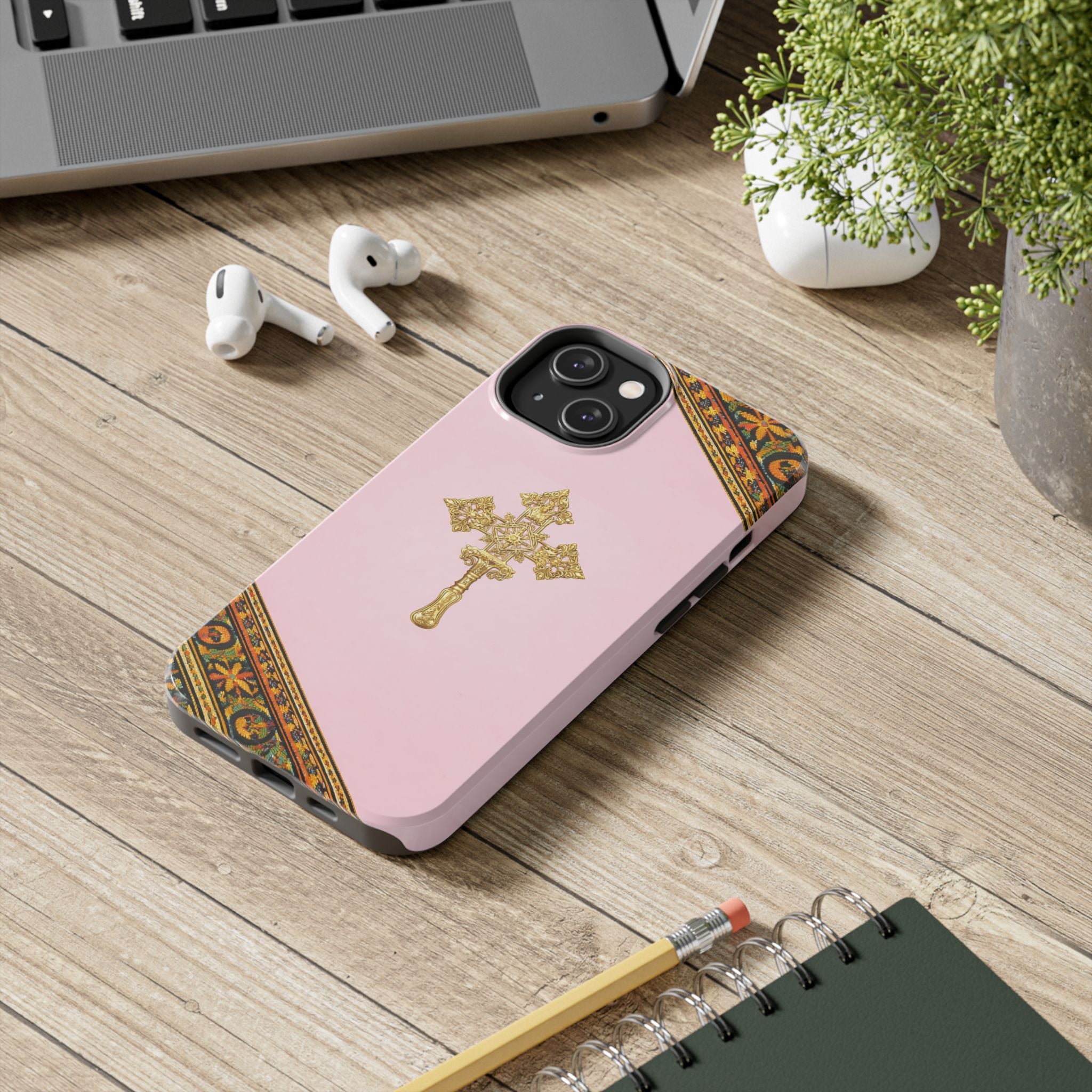 Pink Ethiopian Cross Phone Case 🇪🇹 | Orthodox Christian Tough iPhone Case  | Habesha Design