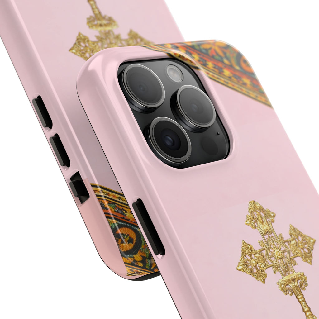 Pink Ethiopian Cross Phone Case 🇪🇹 | Orthodox Christian Tough iPhone Case  | Habesha Design