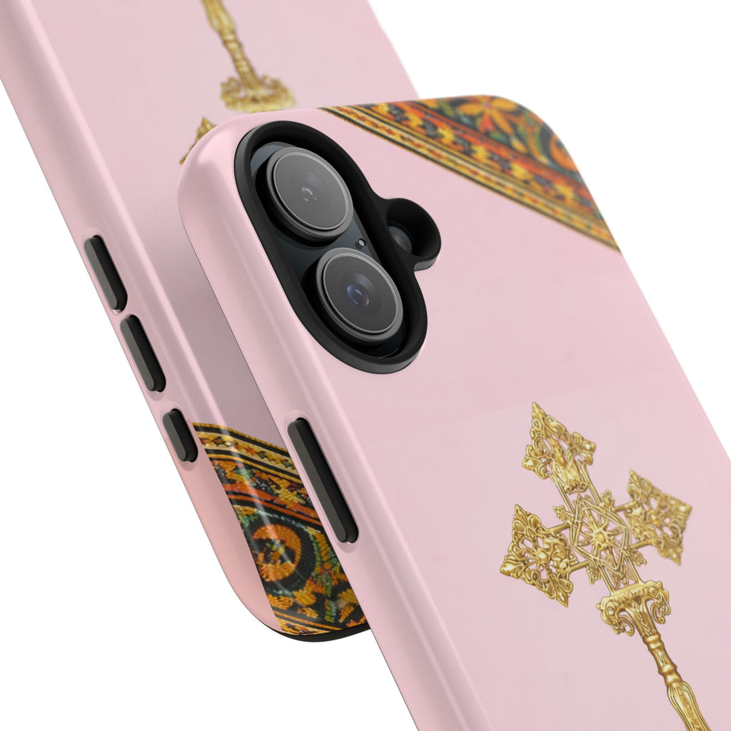 Pink Ethiopian Cross Phone Case 🇪🇹 | Orthodox Christian Tough iPhone Case  | Habesha Design