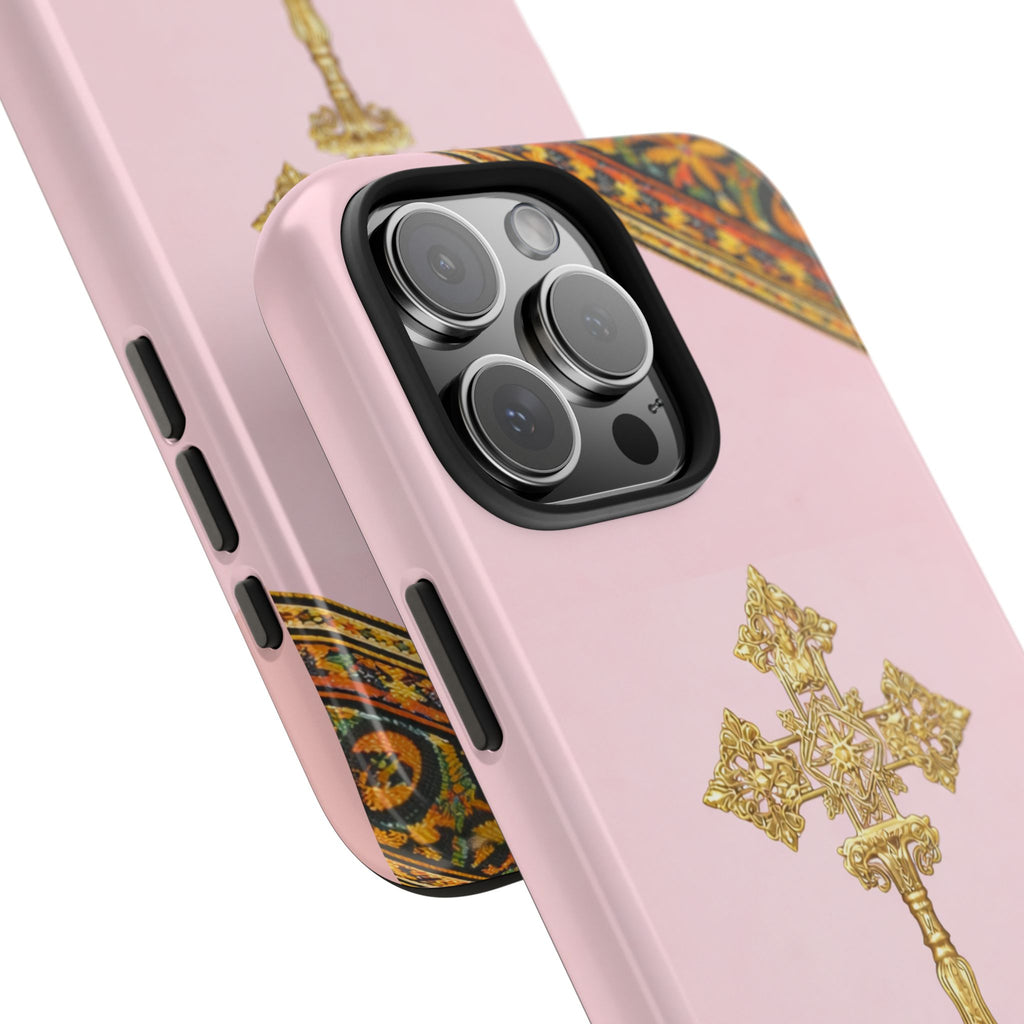 Pink Ethiopian Cross Phone Case 🇪🇹 | Orthodox Christian Tough iPhone Case  | Habesha Design