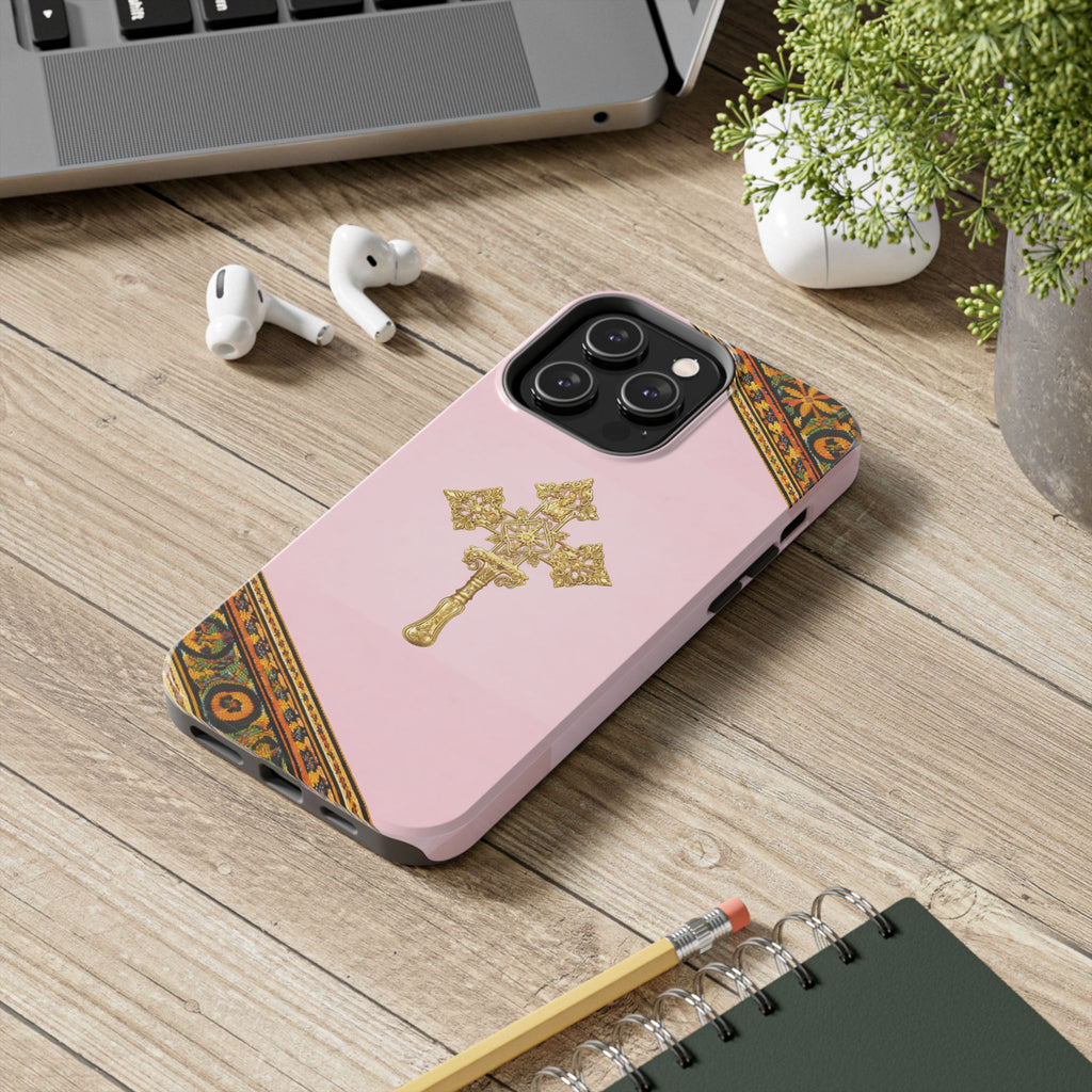 Pink Ethiopian Cross Phone Case 🇪🇹 | Orthodox Christian Tough iPhone Case  | Habesha Design