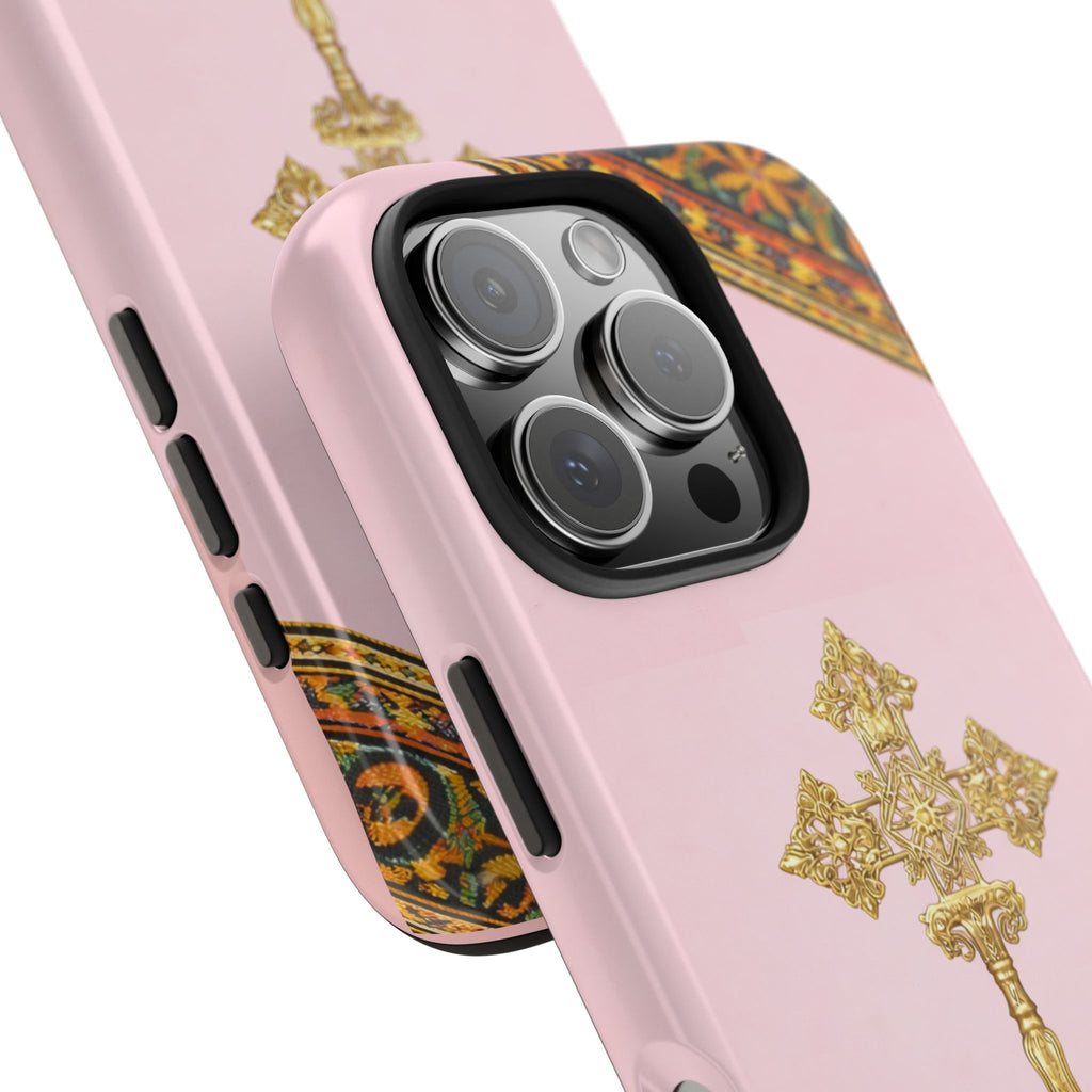 Pink Ethiopian Cross Phone Case 🇪🇹 | Orthodox Christian Tough iPhone Case  | Habesha Design