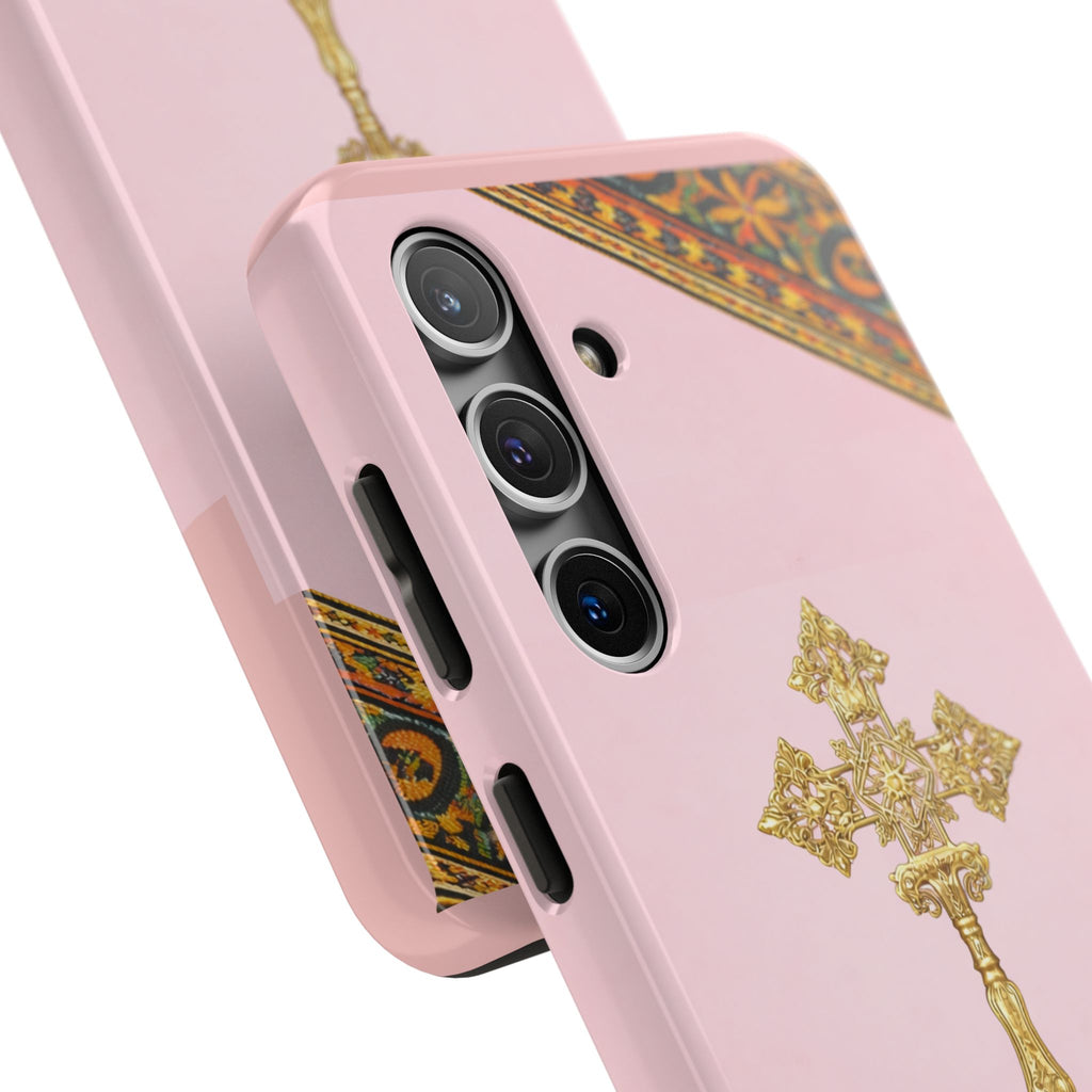 Pink Ethiopian Cross Phone Case 🇪🇹 | Orthodox Christian Tough iPhone Case  | Habesha Design