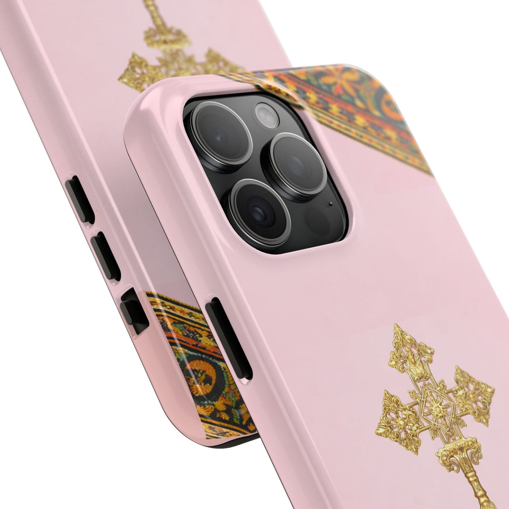Pink Ethiopian Cross Phone Case 🇪🇹 | Orthodox Christian Tough iPhone Case  | Habesha Design