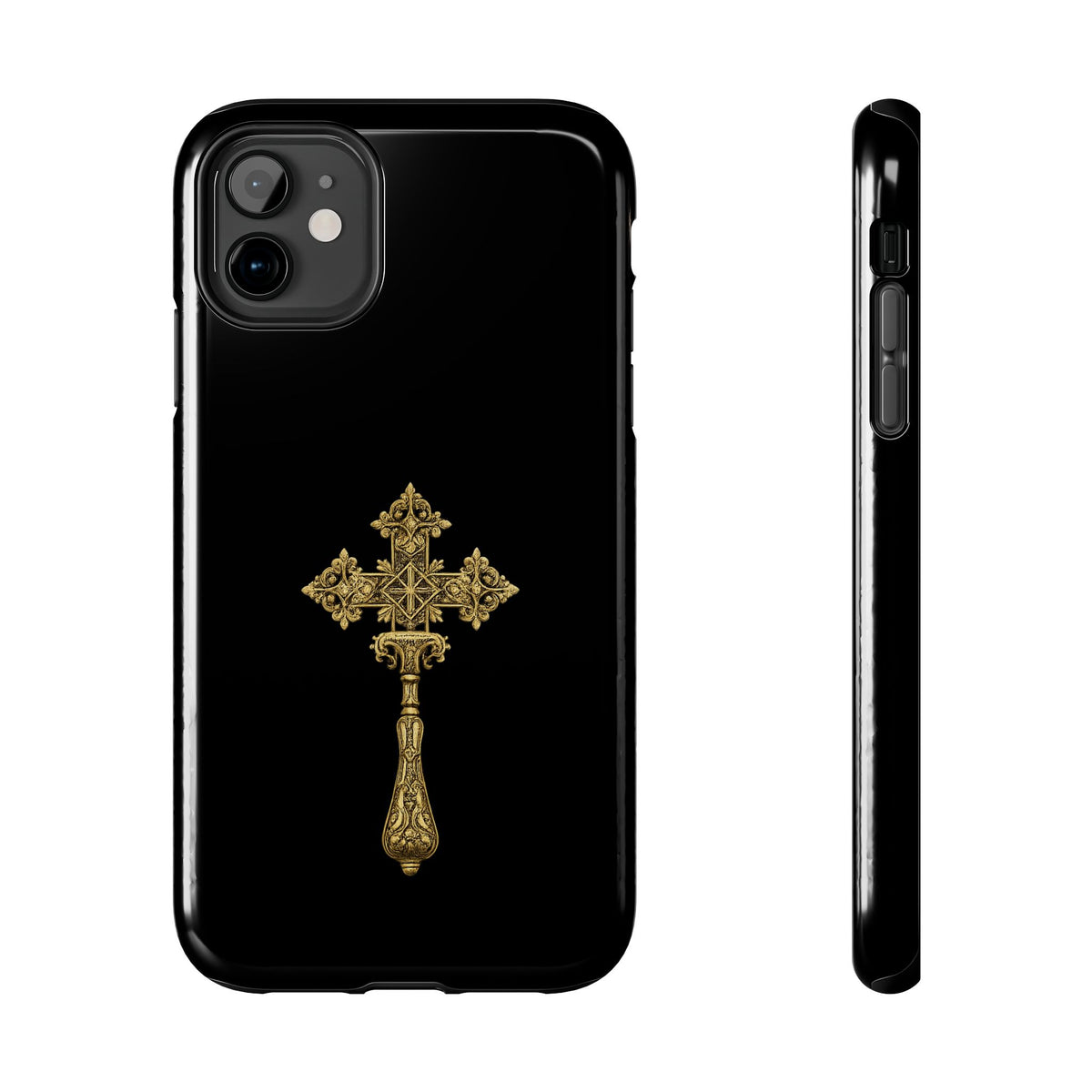 Black & Gold Ethiopian Cross Tough Case – phone case view 2