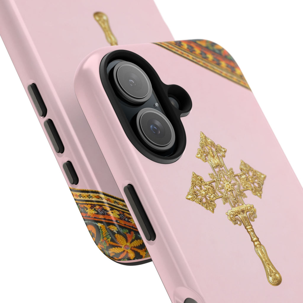 Pink Ethiopian Cross Phone Case 🇪🇹 | Orthodox Christian Tough iPhone Case  | Habesha Design
