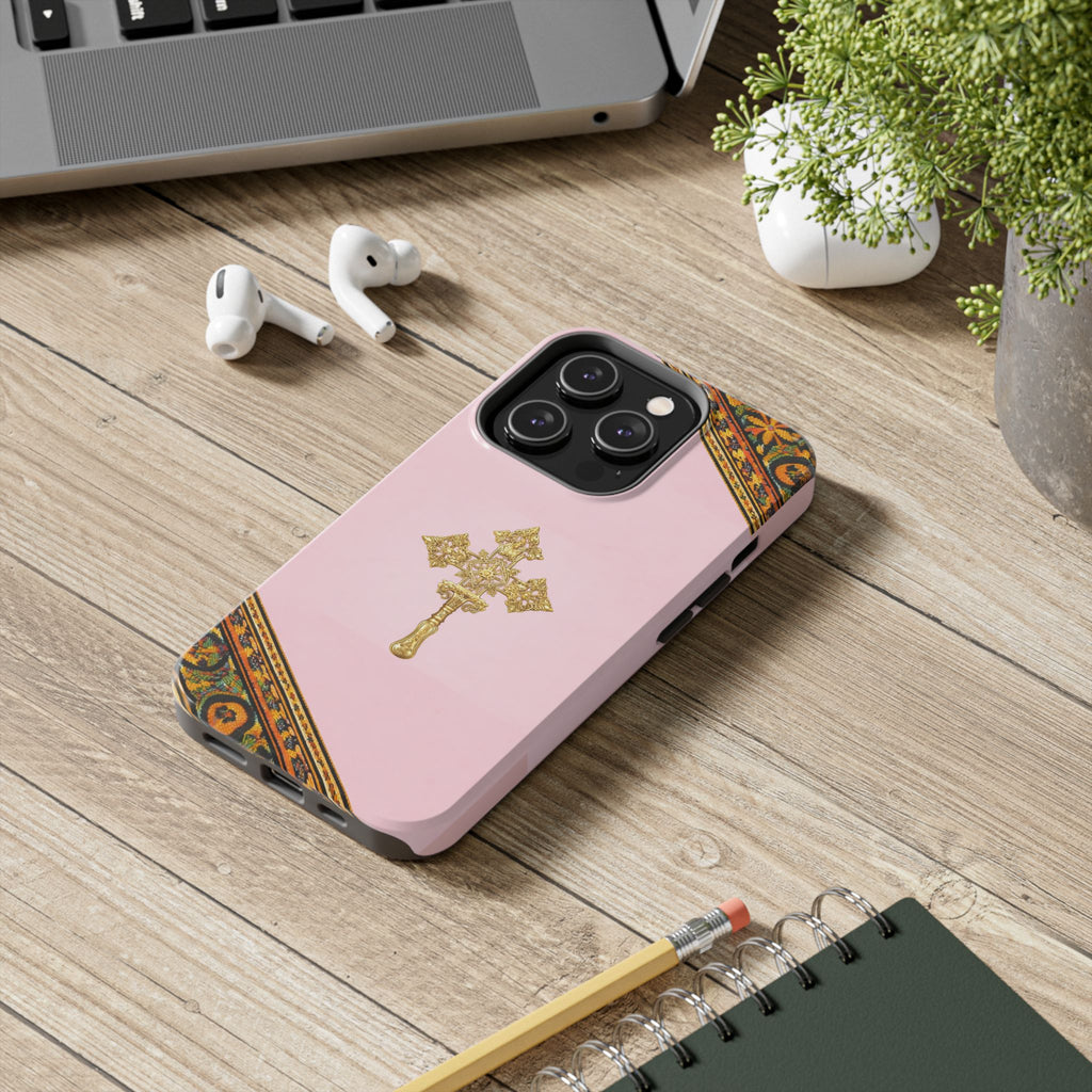 Pink Ethiopian Cross Phone Case 🇪🇹 | Orthodox Christian Tough iPhone Case  | Habesha Design