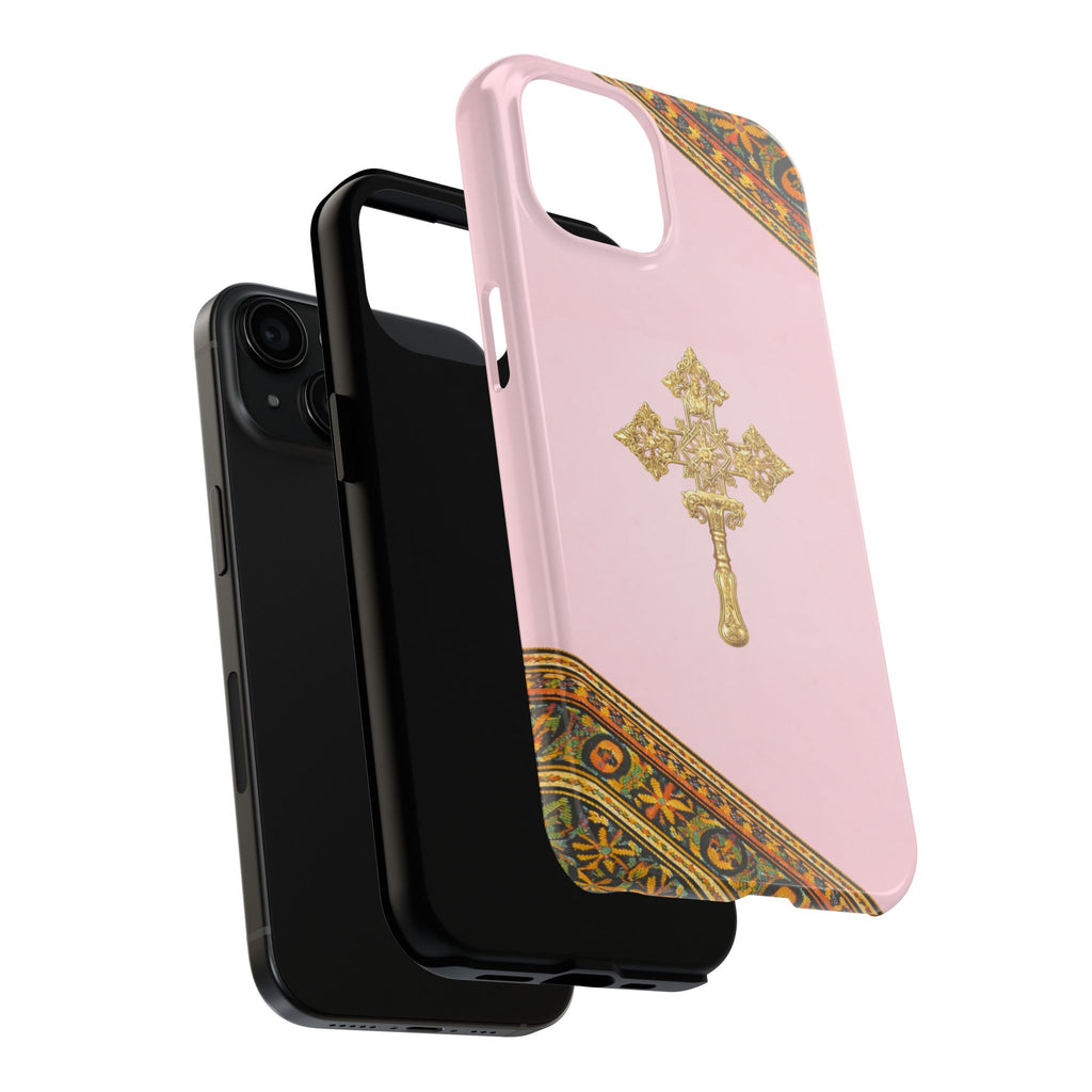 Pink Ethiopian Cross Phone Case 🇪🇹 | Orthodox Christian Tough iPhone Case  | Habesha Design